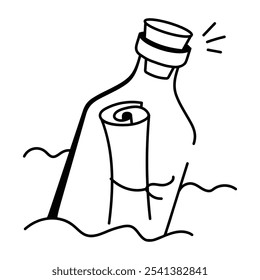 Message bottle icon in sketchy style

