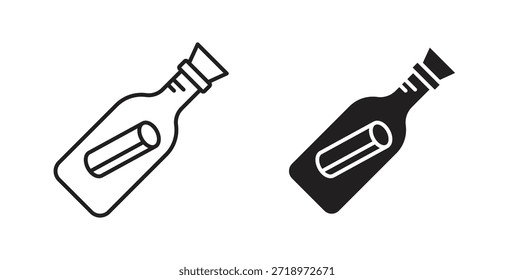 Mensaje En un icono de botella. Símbolo, ilustración del logotipo. conjunto de iconos gráficos
