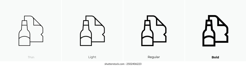 message in a bottle icon. Thin, Light Regular And Bold style design isolated on white background
