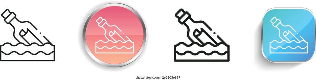 mensagem em um ícone de garrafa. Design fino, linear, regular e estilo botão isolado no fundo branco