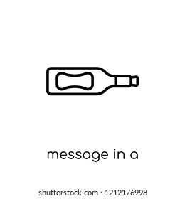 Message In a Bottle icon. Trendy modern flat linear vector Message In a Bottle icon on white background from thin line Nautical collection, editable outline stroke vector illustration