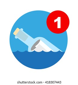 Message In A Bottle Icon. Vector Illustration Of A Message Bottle Which Is To Be Used As A Computer Icon For Incoming Mail Notification