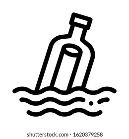 Message In Bottle Icon Vector. Outline Message In Bottle Sign. Isolated Contour Symbol Illustration