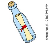 message bottle illustration hand drawn isolated vector