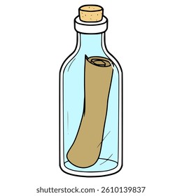 message in bottle illustration hand drawn isolated vector