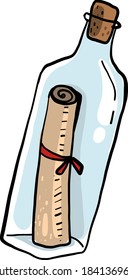 Mensaje en el frasco, ilustración, vector sobre fondo blanco