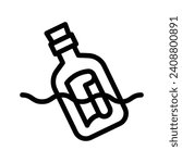 message in a bottle line icon illustration vector graphic. Simple element illustration vector graphic, suitable for app, websites, and presentations isolated on white background