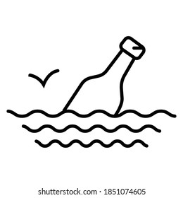 Mensaje en un icono de estilo de línea de botella