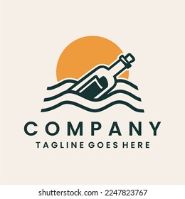 Message Bottle Logo Design Vector