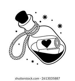 Message in a Bottle Love Illustration	
