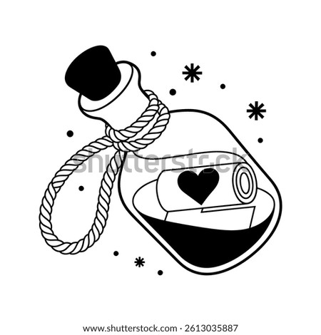 Message in a Bottle Love Illustration	