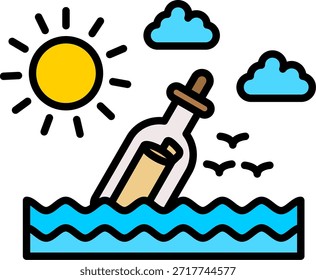 Mensaje En Una Botella Nuevo Vector De Diseño De Iconos Creativos