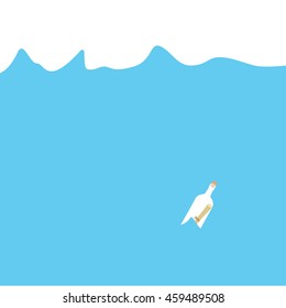 Message in a bottle in the ocean illustration isolated in a white background