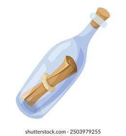 Message in a bottle on white background. Vector illustration