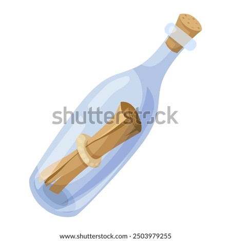 Message in a bottle on white background. Vector illustration