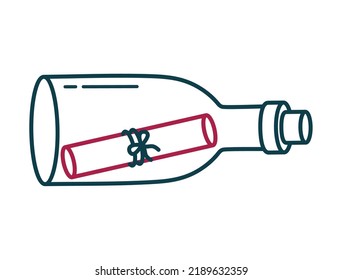 mensaje en una botella sobre blanco