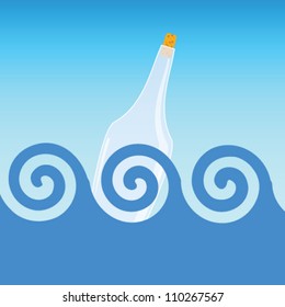 message in a bottle at sea vector illustration on a color background