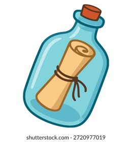 Mensaje en una botella Diseño de Plantilla de Ilustración vectorial plana de color secreto
