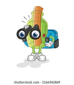 the message in a bottle surfing character. cartoon mascot vector