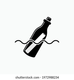 Message in A Bottle. Symbol of Communication Effort - Vector Logo Template.