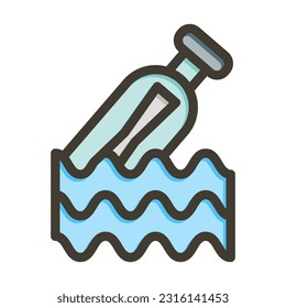 Message In Bottle Thick Line Filled Colors For Personal And Commercial Use.
