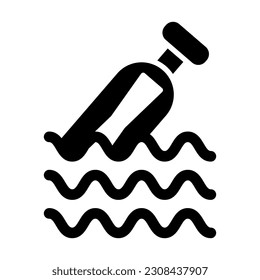 Message In Bottle Vector Glyph Icon For Personal And Commercial Use.
