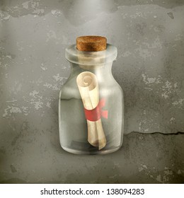 Message in bottle, vector icon old style
