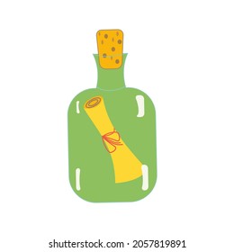 Message in the bottle. Vector illustration in cartoon style isolated on white background.