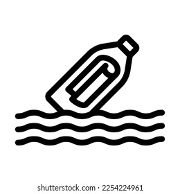 Message In A Bottle Vector Line Icon Design