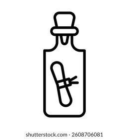 Message in a Bottle Vector Line Icon Design