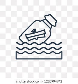 Message in a bottle vector outline icon isolated on transparent background, high quality linear Message in a bottle transparency concept can be used web and mobile