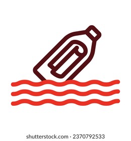 Message In A Bottle Vector Thick Line Two Color Icons For Personal And Commercial Use.
