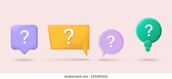 Message Box With 3d Question Mark Icon. A Set Of Speech Bubbles With A Question Mark. Vector Illustration