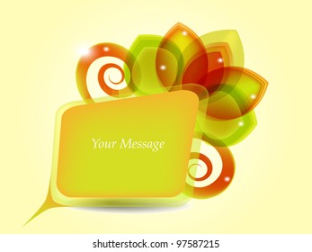 Message Box with abstract floral design in red and green color.  vector in EPS 10.