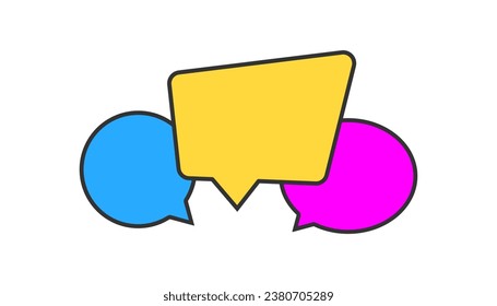 Message box in different shapes icon, speech symbol, simple outline flat and colored vector illustration, EPS 10.