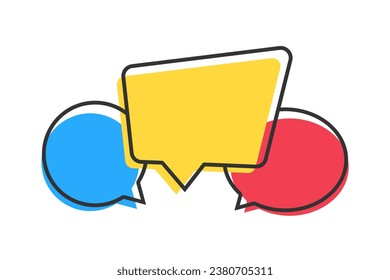 Message box in different shapes icon in trendy style, speech symbol, simple outline flat and colored vector illustration, EPS 10.