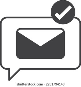 message box with email illustration in minimal style isolated on background