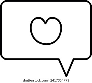Cuadro de mensaje con forma de corazón. Icono de amor. Esquema. Día de San Valentín. Vector e ilustración.