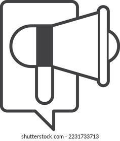 Message box and megaphone illustration in minimal style isolated on background