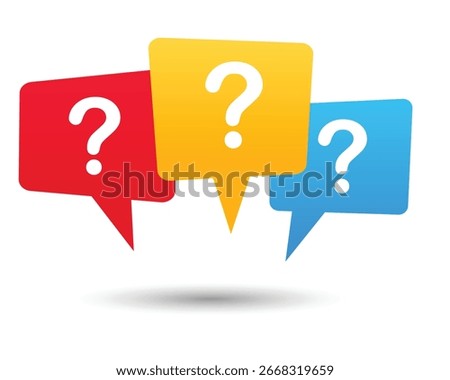 Message box with question mark icon vector. 3 type of message box with question mark vector illustration.