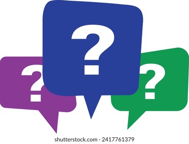 Message box with a question mark. Vector illustration of blue, purple and green colors with a white question mark.