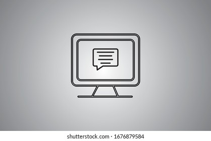 Message box text on computer - Vector icon