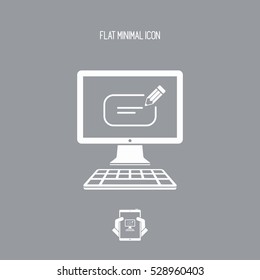 Message box text on computer - Vector icon