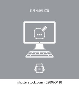 Message box text on computer - Vector icon