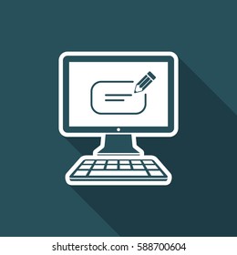 Message box text on computer - Vector icon