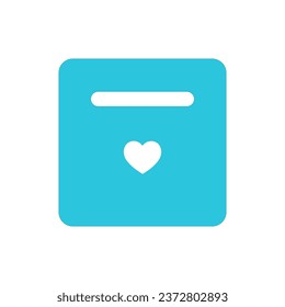 Message box, white background. Likes box. Blue icon. Symbol. From blue icon set.