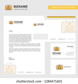Message briefcase Business Letterhead, Envelope and visiting Card Design vector template