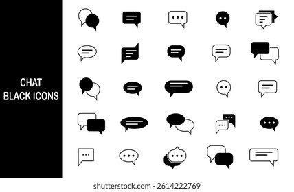 Message bubble chat black icons. talk line. 