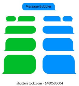 Message Bubble Chat For Text, Sms. Chat Messenger At Bubble Form In Flat Style. Blank Message For Text For Web, Phone With Green And Blue Color. Vector Eps10