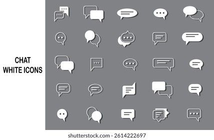 Message bubble chat white icons. ballon speech.